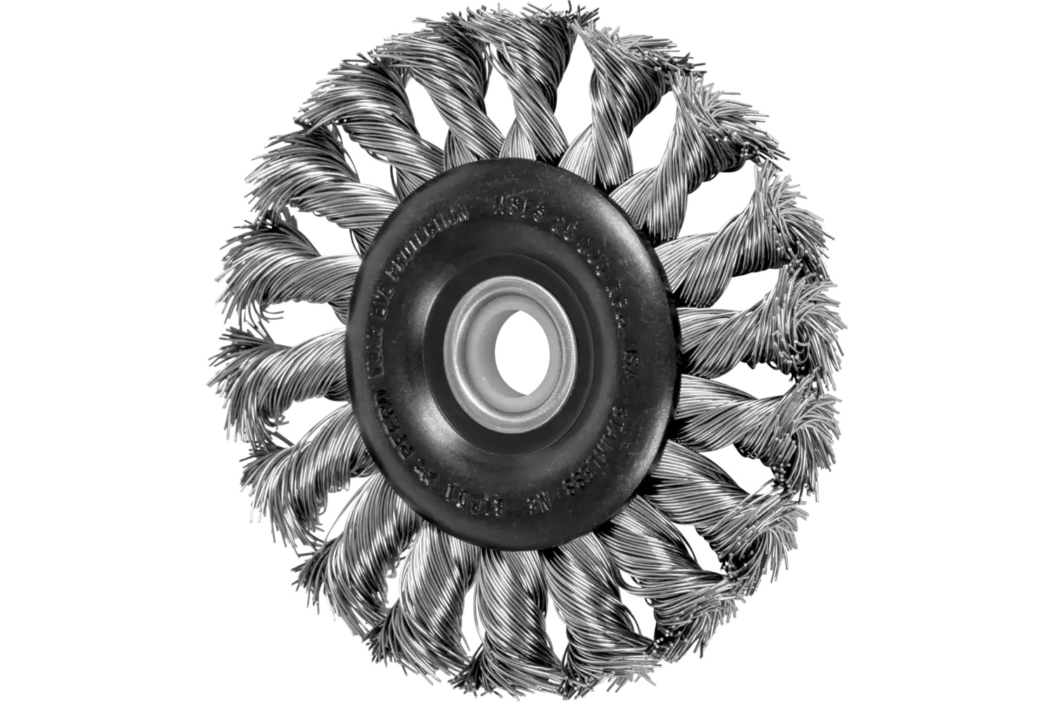 Picture of Pferd Standard Twist Knot Wire Wheel Brush 3" Dia. .014 Stainless Steel 1/2-3/8" Arbor